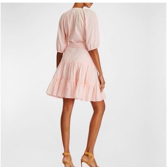 Veronica Beard Dewey Tiered Cotton Button-Up Dress Pink Haze NWT $398 - Picture 5 of 7